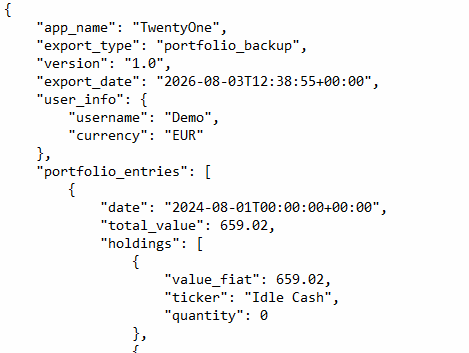 JSON Export functionality